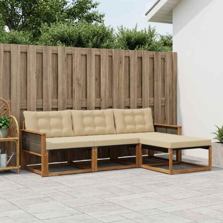 Ensemble de canapés d'extérieur 4 pcs Naturel et Beige 624742624742