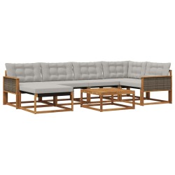 Ensemble de canapés d'extérieur 7 pcs Naturel et gris clair 624743624743