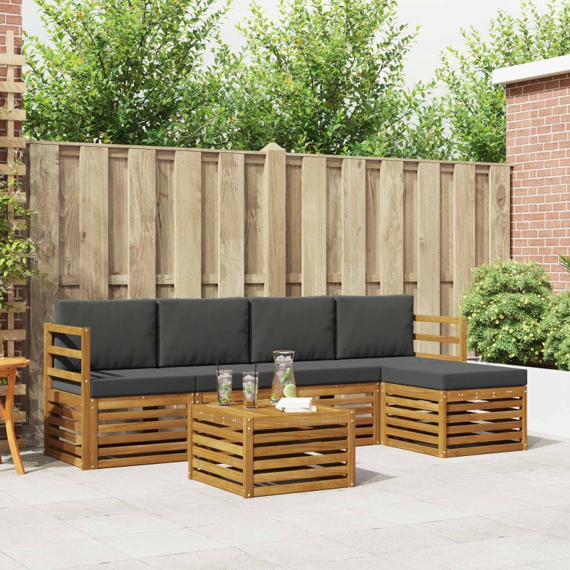 Ensemble de canapés d'extérieur 6 pcs Naturel et Anthracite 624744624744