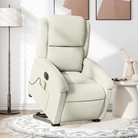 Fauteuil inclinable de massage électrique crème velours 624748624748
