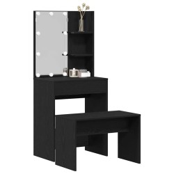 Ensemble de table de maquillage LED 2 pcs Chêne noir 624757624757