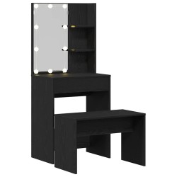 Ensemble de table de maquillage LED 2 pcs Chêne noir 624757624757