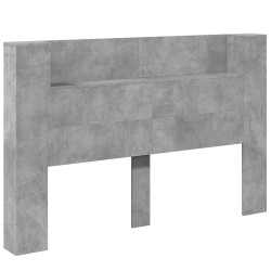 Tête de lit de rangement avec LED Gris béton Bois d'ingénierie 624762624762