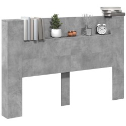 Tête de lit de rangement avec LED Gris béton Bois d'ingénierie 624762624762