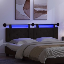 Tête de lit suspendue Avec lumière LED Noir Simili cuir 624764624764