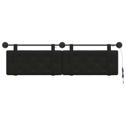 Tête de lit suspendue Avec lumière LED Noir Simili cuir 624764624764