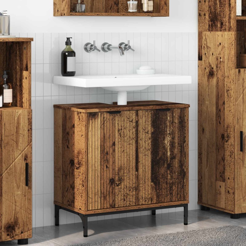 Meuble de Lavabo de Salle de Bain avec stockage Bois Ancien 624774624774