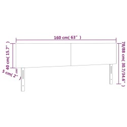Tête de lit à LED Gris clair 160x5x78/88 cm Velours 624778624778