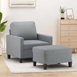 Fauteuil avec repose-pied Gris clair 60 cm Tissu 624779624779