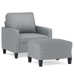 Fauteuil avec repose-pied Gris clair 60 cm Tissu 624779624779