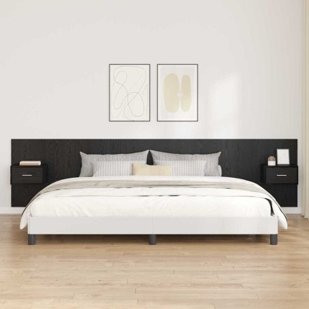 Tête de lit avec armoire 3 pcs Chêne noir Bois d'ingénierie 624783624783