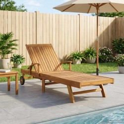 Transat 1-personne Marron Bois de teck massif 624785624785