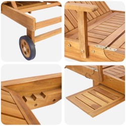 Transat 1-personne Marron Bois de teck massif 624785624785