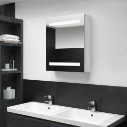 Armoire de salle de bain à miroir LED blanc brillant 50x14x60cm 624787624787