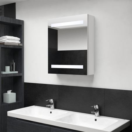 Armoire de salle de bain à miroir LED blanc brillant 50x14x60cm 624787624787