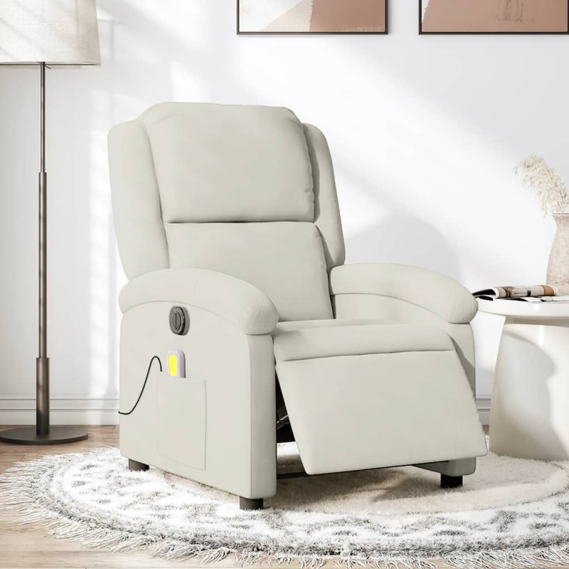 Fauteuil inclinable de massage électrique crème velours 624808624808