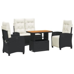 Ensemble à manger de jardin 4 pcs avec coussins noir 624810624810
