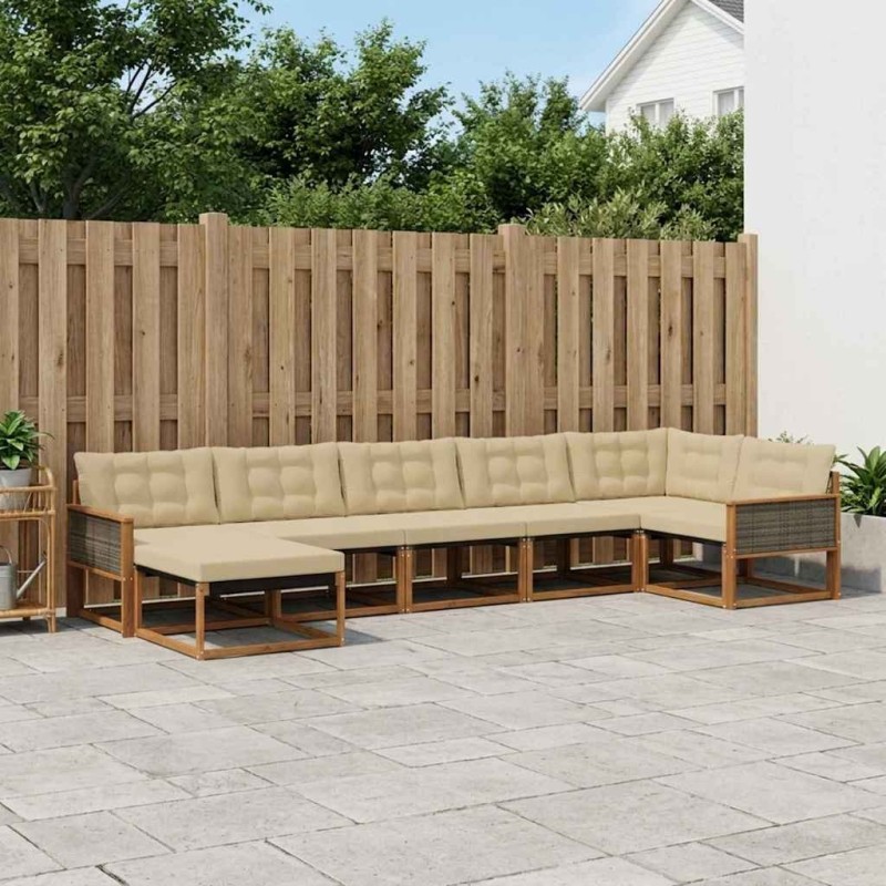 Ensemble de canapés d'extérieur 7 pcs Naturel et Beige 624812624812