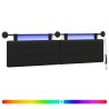 Tête de lit suspendue Avec lumière LED Noir Simili cuir 624813624813