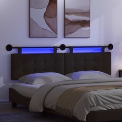 Tête de lit suspendue Avec lumière LED Noir Simili cuir 624813624813