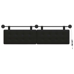 Tête de lit suspendue Avec lumière LED Noir Simili cuir 624813624813