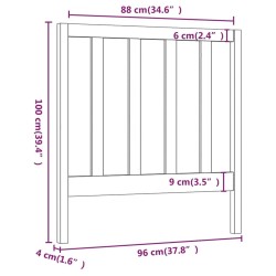 Tête de lit Gris 96x4x100 cm Bois massif de pin 624814624814