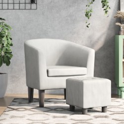 Fauteuil avec repose-pied blanc similicuir 624823624823