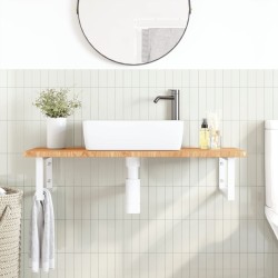 Étagère de vasque murale acier et bois de chêne massif 624826624826
