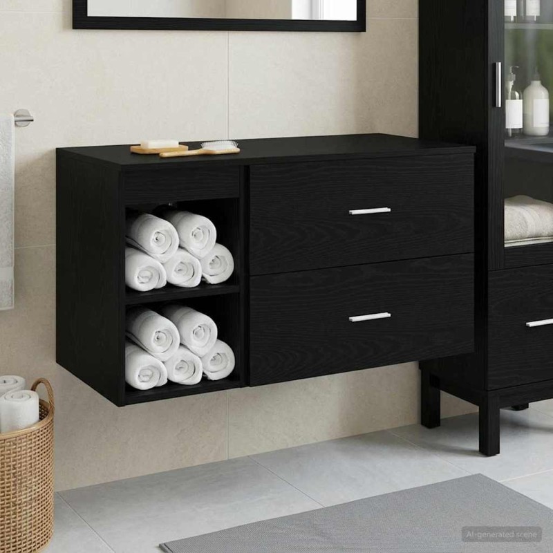 Ensemble de mobilier de salle de bain 2 pcs Chêne noir 624827624827
