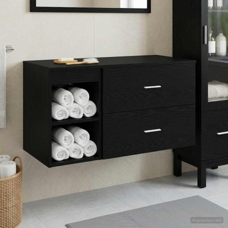 Ensemble de mobilier de salle de bain 2 pcs Chêne noir 624827624827