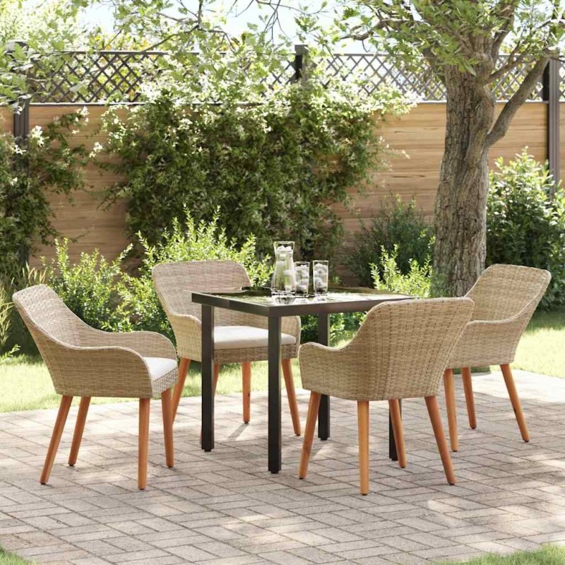 Ensemble de salle à manger pour jardin 5 pcs Beige polyrotin 624828624828