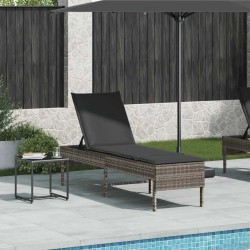 Transat avec coussin gris 55x200x44cm résine tressée 624829624829
