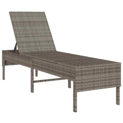 Transat avec coussin gris 55x200x44cm résine tressée 624829624829