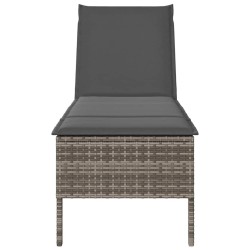Transat avec coussin gris 55x200x44cm résine tressée 624829624829