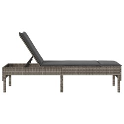 Transat avec coussin gris 55x200x44cm résine tressée 624829624829
