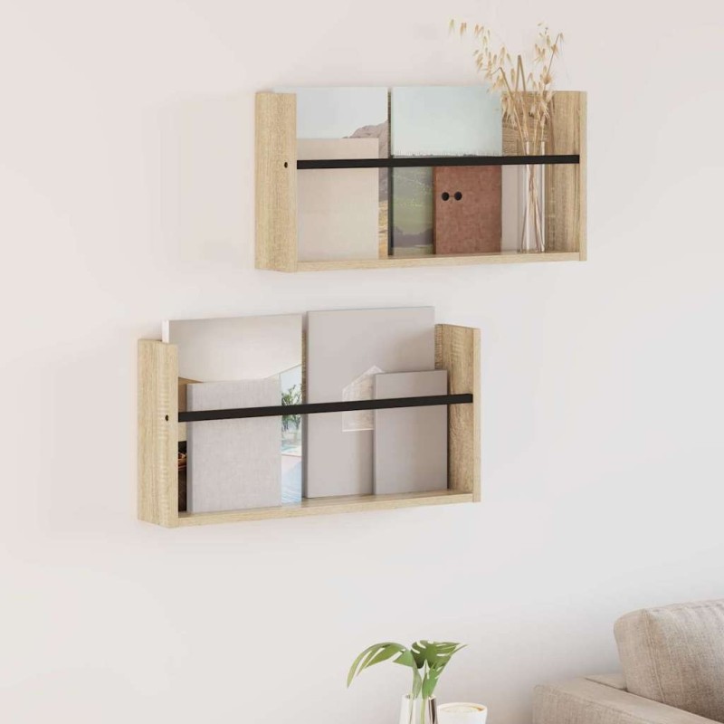 Étagère à magazines 2 pcs Chêne Sonoma 60 x 12 x 30 cm 624830624830