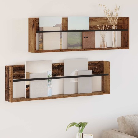 Étagère à magazines 2 pcs Bois ancien 100 x 12 x 30 cm 624832624832