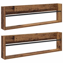 Étagère à magazines 2 pcs Bois ancien 100 x 12 x 30 cm 624832624832