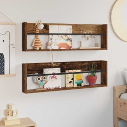 Étagère à magazines 2 pcs Bois ancien 100 x 12 x 30 cm 624832624832