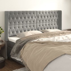 Tête de lit avec oreilles Gris clair 203x16x118/128 cm Velours 624840624840