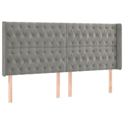 Tête de lit avec oreilles Gris clair 203x16x118/128 cm Velours 624840624840
