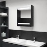 Armoire de salle de bain à miroir LED noir brillant 50x14x60 cm 624842624842