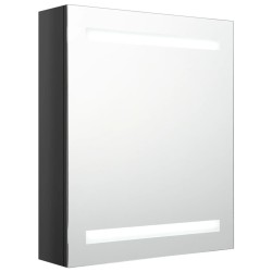 Armoire de salle de bain à miroir LED noir brillant 50x14x60 cm 624842624842