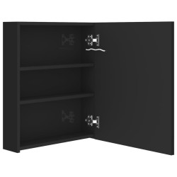 Armoire de salle de bain à miroir LED noir brillant 50x14x60 cm 624842624842