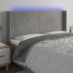 Tête de lit à LED Gris clair 203x16x118/128 cm Velours 624848624848