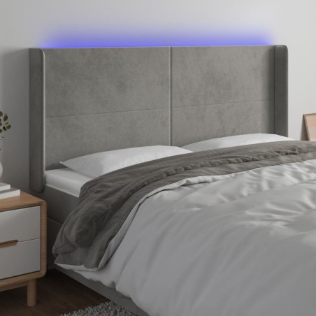 Tête de lit à LED Gris clair 203x16x118/128 cm Velours 624848624848