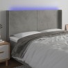 Tête de lit à LED Gris clair 203x16x118/128 cm Velours 624848624848