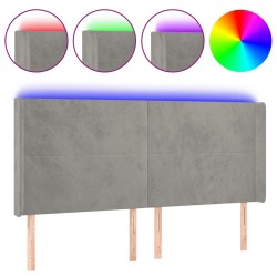 Tête de lit à LED Gris clair 203x16x118/128 cm Velours 624848624848