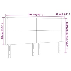 Tête de lit à LED Gris clair 203x16x118/128 cm Velours 624848624848