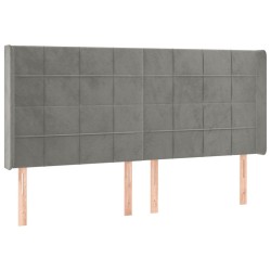 Tête de lit à LED Gris clair 203x16x118/128 cm Velours 624849624849
